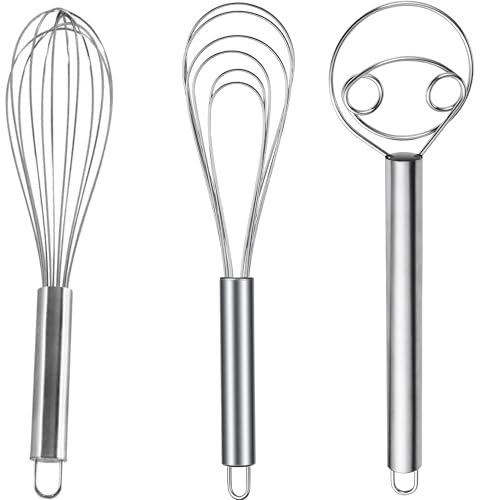 HUFHNWSO Schneebesen Edelstahl Küchenhelfer Set Edelstahl 3 Tolle Unterschiedliche Rührbesen Für Mischen, Schlagen, Aufschäumen Und Rühren von hufhnwso
