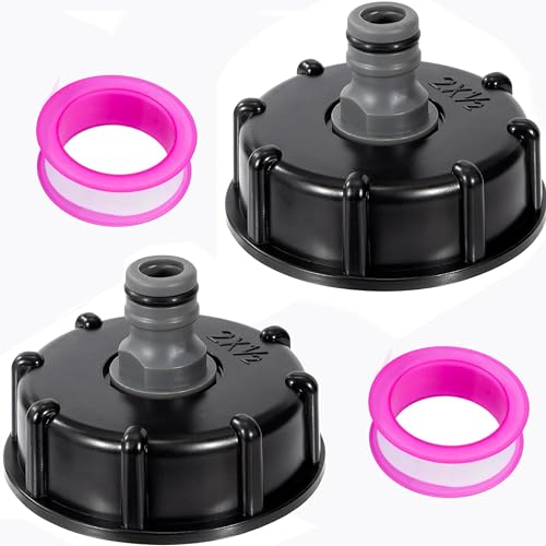 hufhnwso IBC Schlauchanschluss Adapter, S60x6 Grobgewinde zu 1/2" Schnuller-Ventiladapter, Container-Zubehör, IBC-Verbinder für 2 Tanks, Gartenschlauch-Anschluss, 2 Stück von hufhnwso