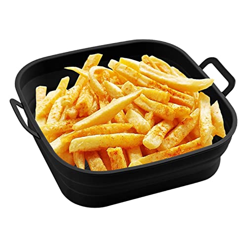 Silikonkorb für Luftfritteuse | Faltbarer Silikonkorb für Luftfritteuse für Lebensmittel - Wiederverwendbarer Antihaft-Backkorb für Luftfritteuse für Silikonkorb für Luftfritteuse | Faltbarer Silikonkorb für Luftfritteuse für Lebensmittel - Wiederverwendbarer Antihaft-Backkorb für Luftfritteuse für von huiba