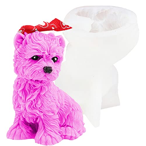 huiba 5 Pcs Niedliche 3D-Hund-Silikonformen | Silikonform für Kerzenhalter - Kerzenhalter für die Herstellung von Kerzen, Klassische Form, Heimtischdekoration von huiba