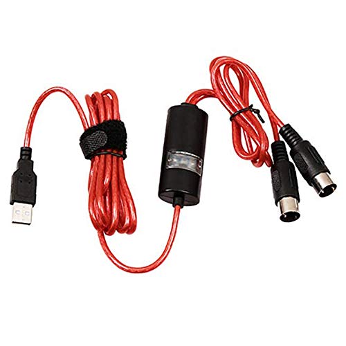 huicouldtool USB IN-Out MIDI-Kabel Konverter USB-zu-2-MIDI-Interface-Adapterkabel Für PC-Musik-Tastatur Synth Für Windows- und Mac-iOS-Tastatur,RED,2M von huicouldtool