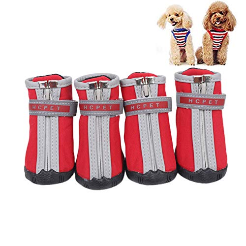 huihuijia Pfotenschutz Für Hunde Wasserdicht Hundestiefel Hundeschuhe rutschfest Haustierstiefel Hundepfotenschutz Hundeschuhe Hundeschuhe für kleine Hunde red,xs/1 von huihuijia