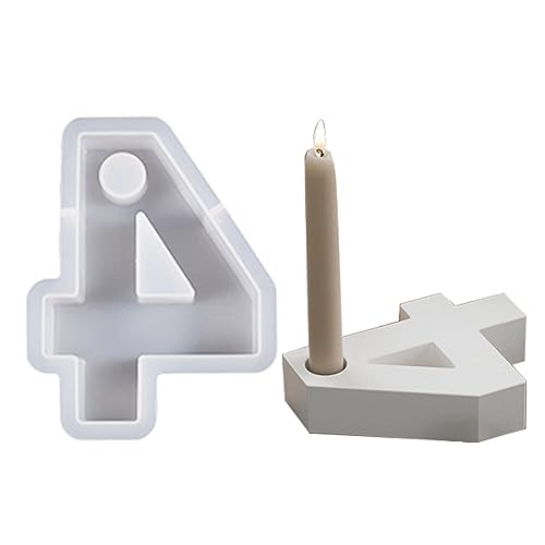 4 Zahlen Form DIY Silikonform 3D Handgemachte Kerzenhalter Formen Gips Form Kerzenständer Form Dekoration Esstisch Mittelstück Form von huiouer