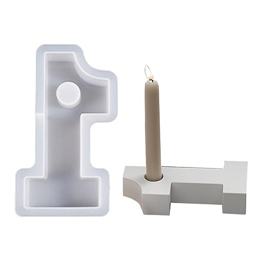 1 Zahlen Form DIY Silikonform 3D Handgemachte Kerzenhalter Formen Gips Form Kerzenständer Form Dekoration Esstisch Mittelstück Form von huiouer