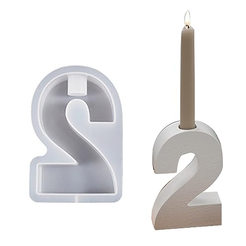 2 Zahlen Form DIY Silikonform 3D Handgemachte Kerzenhalter Formen Gips Form Kerzenständer Form Dekoration Esstisch Mittelstück Form von huiouer