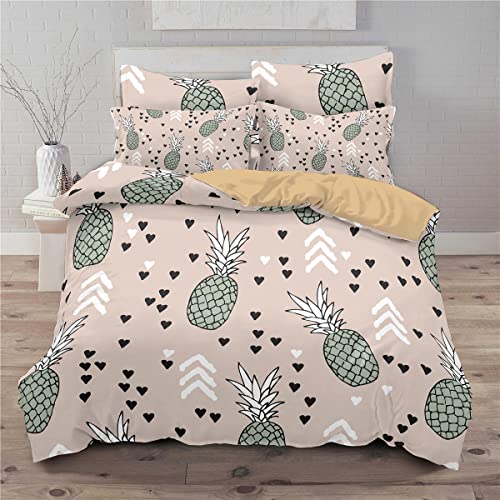 huitutu Ananas Bettbezug Set Tropisch Frucht Bettwäsche Set 135x200cm für Kinder Jungen Mädchen Frische Ananas Betten Set Ultra weich +1 Kissenbezüge 80 x 80 cm von huitutu