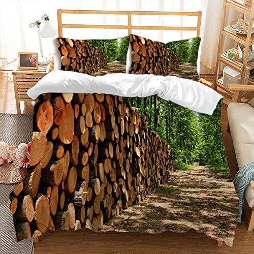 huitutu Bettwäsche Set 135x200cm 2 teiliges 100% Mikrofaser gewaschen Braunes Holz Muster Bettbezug mit Reißverschluss Four Season Bettwäsche und 1 Kissenbezug 80x80cm von huitutu