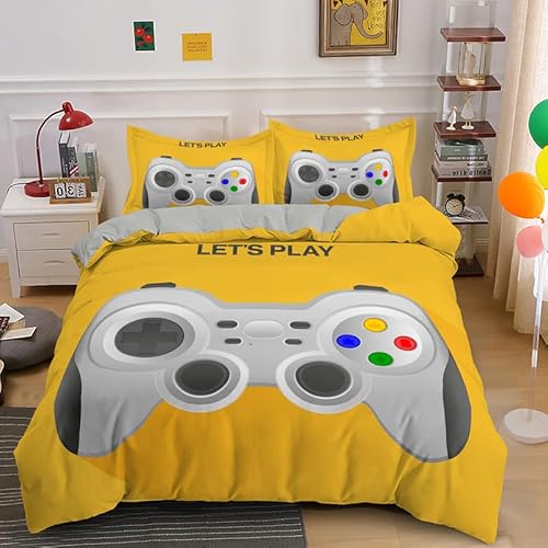 huitutu Gamer Bettwäsche Set 135x200cm Gamepad Bettbezug Set Videospiel Controller Betten Set für Kinder Teenager Jungen,Luxus Raumdekoration Betten Set + 1 Kissenbezug 80x80cm von huitutu