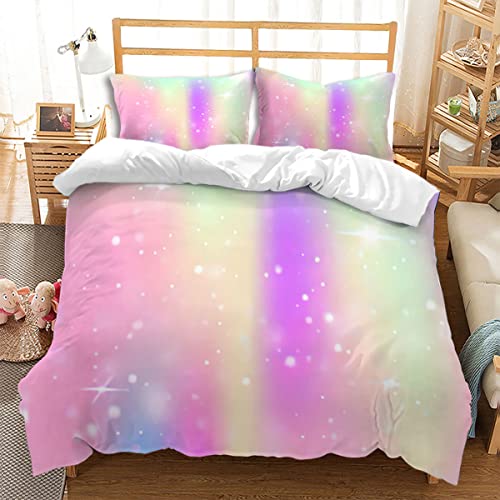 huitutu Gradient Colourful Bettwäsche-Set 155x220cm Bunte Starlight Gradient Mikrofaser Bettbezug Mädchen Kinder Fantasy Bettwäsche und 1 Kissenbezug 80x80cm von huitutu