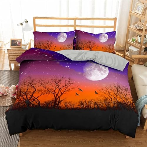 huitutu Karikatur Mond und Stern Bettwäsche Set 135x200cm Galaxis Stern Bettbezug Set für Kinder Jungen Mädchen Sternenhimmel Betten Set Langlebig + 1 Kissenbezug 80x80cm von huitutu