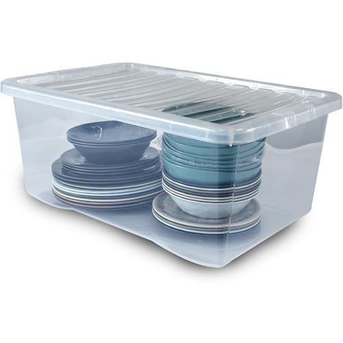 1 x Aufbewahrungsbox mit Deckel transparent 45 Liter stapelbar lebensmittelecht Aufbewahrung Box Stapel Kiste Multifunktions Box Spielzeug Kiste Kunststoff Behälter Organizer Haushalt Büro Plastikbox von Hummelladen