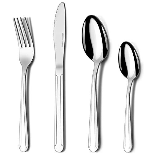 Hunnycook Besteckset, Edelstahl, Besteck-Silber-Set mit Löffel, Messer und Gabel-Sets, ideal für Zuhause, Party, Restaurant, hochglanzpoliert, spülmaschinenfest, für 6 Personen, 24 Teile. von hunnycook