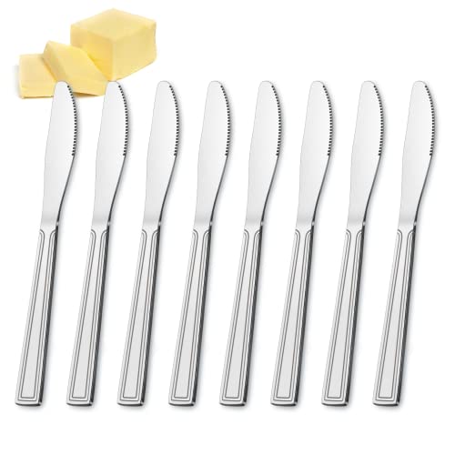 hunnycook Buttermesser 16 Stück, Messer Set aus Edelstahl, Menümesser, Tafelmesser mit Wellenschliff, Besteck Buttermesser Frühstücksmesser für Party Restaurants Cafeterias, Spülmaschinenfest von hunnycook