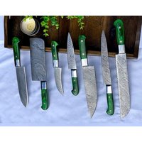 Messer-Set, Handgemachte Damast-stahlmesser, Schönes Geschenk Für Sie Oder Ihn, 7Er-Set Messer, Rasiermesser Scharfe Weihnachtsgeschenk von huntingkniveshub