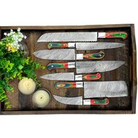 Messer-Set, Handgemachte Damast-stahlmesser, Schönes Geschenk Für Sie Oder Ihn, 7Er Set Messer, Rasiermesser Scharfe Weihnachtsgeschenk von huntingkniveshub