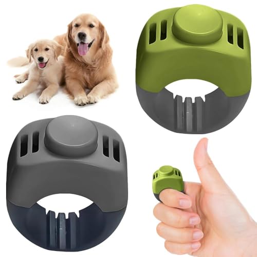 2X Klicker Hund (19mm/21mm) in Grasgrün und Grau – Praktisches Hundetraining-Zubehör als Fingerring-Clicker Hund für Hunde-, Katzen- und Pferdetraining.​ von huoanpo