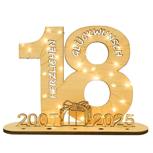 Huotflame Geburtstag Holz Gästebuch 18 oder 50 Jahre – Geldgeschenk aus Buxbaum Holz mit LED, Gravurfläche & Ständer – Personalisierte Geburtstagsdeko für Frauen Männer Familie (18) von huoflame