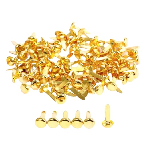 Huotflame Musterbeutelklammern 100 Stück Gold - DIY Deko Zweifachklammern Metall Rundkopf für Scrapbooking, Kinderbasteln, Schule, Büro, Briefpapier - Ø8mm x 18mm Bastelzubehör Musterklammern Huotflame Musterbeutelklammern 100 Stück Gold - DIY Deko Zweifachklammern Metall Rundkopf für Scrapbooking, Kinderbasteln, Schule, Büro, Briefpapier - Ø8mm x 18mm Bastelzubehör Musterklammern von huoflame