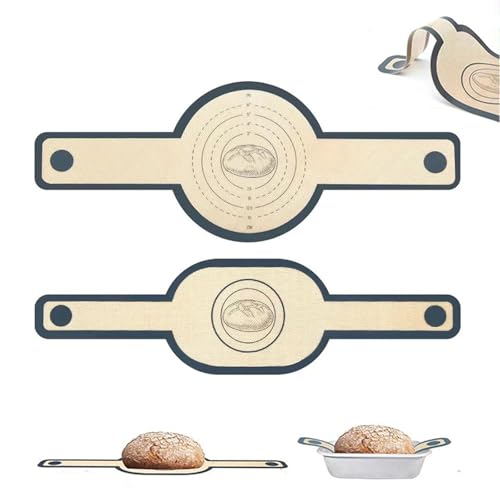 Huoflame Silikon Backmatte für Dutch Oven Set – Antihaft 2er Backmatten mit langen Griffen – Wiederverwendbare Backunterlage Brot rund & oval 0,7mm dick – Hitzebeständig von huoflame