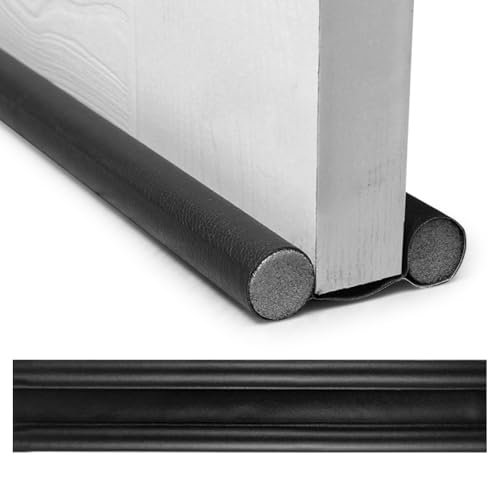 Huotflame Tür Zugluftstopper 96cm Doppelseitige Türdichtung - Geräuschreduzierung, Kälteschutz, Staub - Für Schlafzimmer, Haustüren, Laminatböde (Schwarz) von huoflame