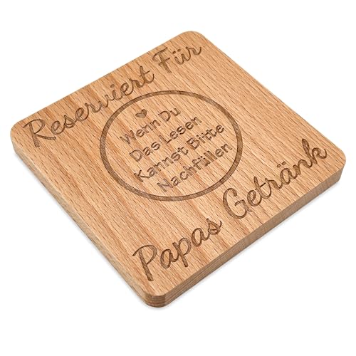 Huotflame Vatertagsgeschenk Holzuntersetzer aus Buchenholz – Lustige Gravur für Papa Opa Männer – Geschenk Geburtstag Weihnachten – Hitzeresistent Pflegeleicht Robust – 10x10cm (Papa) von huoflame
