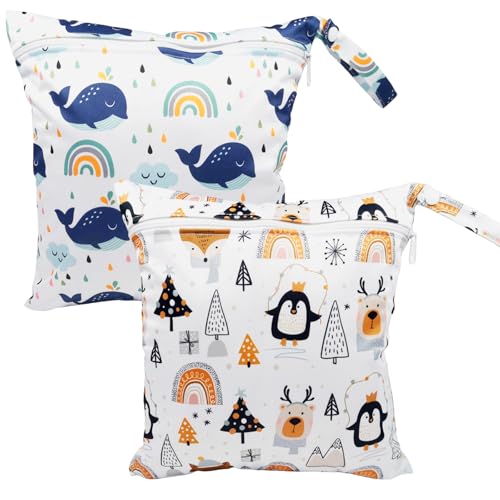 Huotflame Wickeltasche 2er-Set Wetbag – Wiederverwendbare Windeltasche wasserdicht mit Cartoon-Muster – Feuchttücher Organizer 28x30cm mit Reißverschluss – Für Kindergarten Reisen Babyartikel Huotflame Wickeltasche 2er-Set Wetbag – Wiederverwendbare Windeltasche wasserdicht mit Cartoon-Muster – Feuchttücher Organizer 28x30cm mit Reißverschluss – Für Kindergarten Reisen Babyartikel von huoflame
