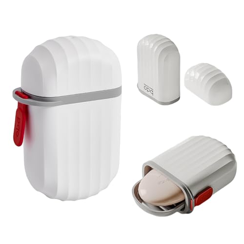 huoflame Reisebecher mit Zahnbürstenhalter – Tragbares 2-in-1 Set aus PET für Zahnpasta, Seife & mehr – Weißer Reiseorganizer für Paare oder Einzelpersonen – Ideal fürs Badezimmer, Camping & Reisen von huoflame