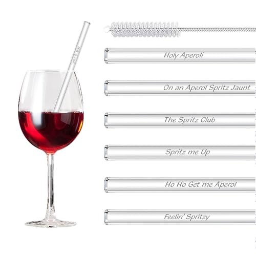 Hurifeng Glasstrohhalme 6er-Set – Wiederverwendbare Glas Trinkhalme 20 cm inkl. Reinigungsbürste für Cocktails, Smoothies und Softdrinks von hurifeng