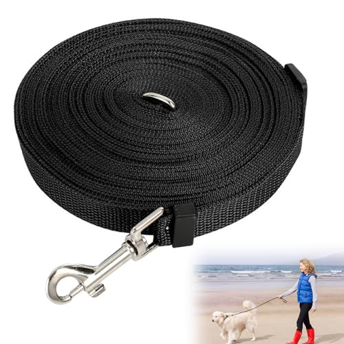 Hurifeng Schleppleine 10m für Hunde – Robuste Hundeleine für Training & Outdoor – PP-Material mit Zinklegierung D-Karabiner – Für Kleine bis Große Hunde (Schwarz) von hurifeng