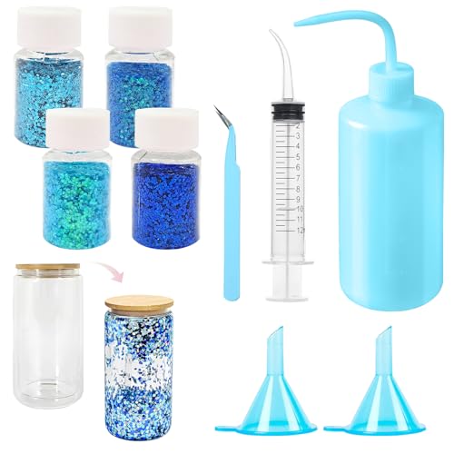 Snow Globe Tumbler Supplies Kit - 250ml Pink Squeeze Bottle Chunky Glitter & Accessories for DIY Crafts - Starter Kit with Trichter, Spritze, Pinzette - Essential Tools for Snowglobe Tumbler Snow Globe Tumbler Supplies Kit - 250ml Pink Squeeze Bottle Chunky Glitter & Accessories for DIY Crafts - Starter Kit with Trichter, Spritze, Pinzette - Essential Tools for Snowglobe Tumbler von hurifeng