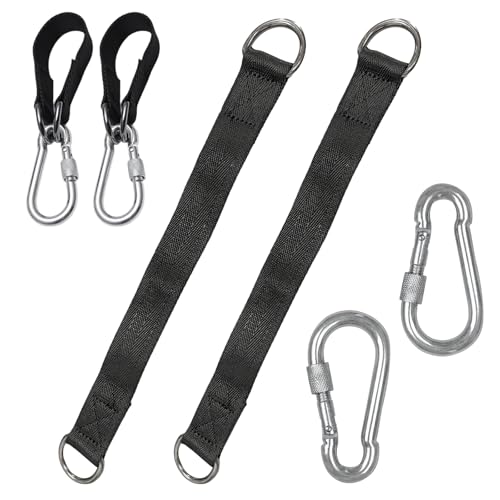 hurifeng 2 Stück Schaukel Befestigung, Hängematte Aufhängung Set mit Karabinern und D-Ringen – 25cm Polyester Gurt für Baumschaukel, Hängesessel, Outdoor Schaukeln von hurifeng