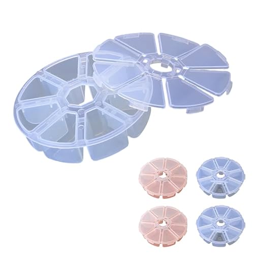 hurifeng 8-Fächer Aufbewahrungsbox – Runde Kunststoff Sortierbox für Perlen, Schmuck, Kleinteile, DIY-Dekoration, Basteln von hurifeng