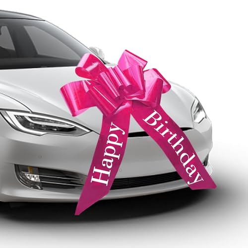 hurifeng Große Rote Schleife für Auto, Geschenkschleife 23 Zoll – Perfekte Dekoration für Geburtstagsgeschenke, Hochzeit, Auto, Fahrrad, und mehr – Wiederverwendbar mit Zugschnur (Rosa) von hurifeng