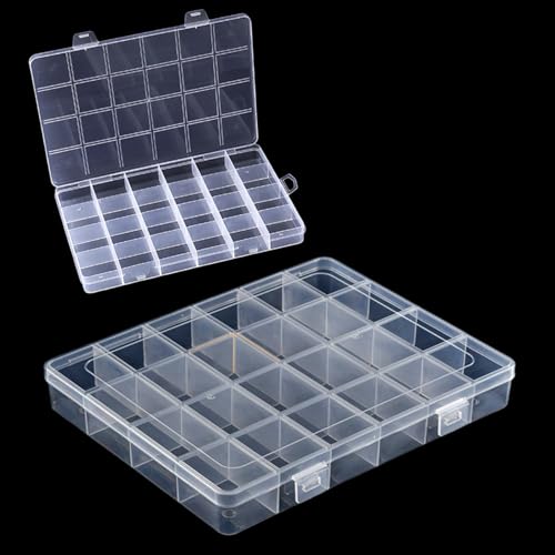 hurifeng Kunststoff-Aufbewahrungsbox – Praktische Sortierlösung für Schmuck, Perlen, Kleinteile, Werkstatt und DIY (1, 24-Fächer) von hurifeng