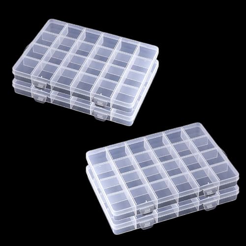 hurifeng Kunststoff-Aufbewahrungsbox – Praktische Sortierlösung für Schmuck, Perlen, Kleinteile, Werkstatt und DIY (4, 24-Fächer) von hurifeng