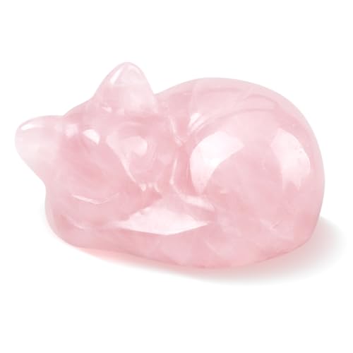 hurifeng Rosa Kristall-Katze Statue Dekoration - Skulptur für Wohnzimmer - Deko Figur Schlafende Katze - Geschenk für Katzenliebhaber von hurifeng
