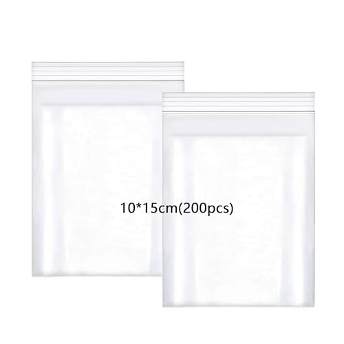 huruirui 10x15cm Druckverschlussbeutel, 200Stück zip beutel Wiederverschließbare Durchsichtige Plastikbeutel Klein Verschlussbeutel Zipper Beutel Set Kleine Wasserdichter 100μm von huruirui