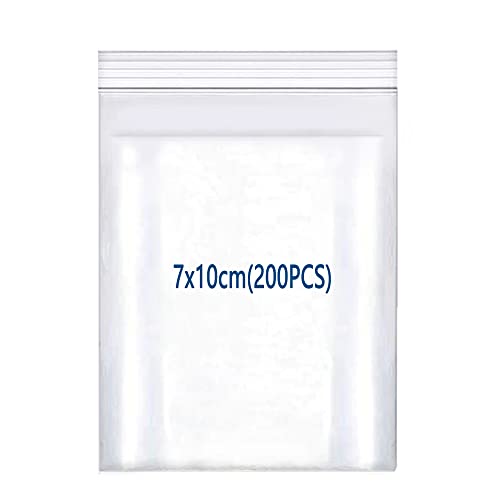 huruirui 200Stück Druckverschlussbeutel,7x10cm/160μm Zip Beutel Wiederverschließbare Durchsichtige Plastikbeutel Klein Verschlussbeutel Zipper Beutel Set Kleine Wasserdichter von huruirui