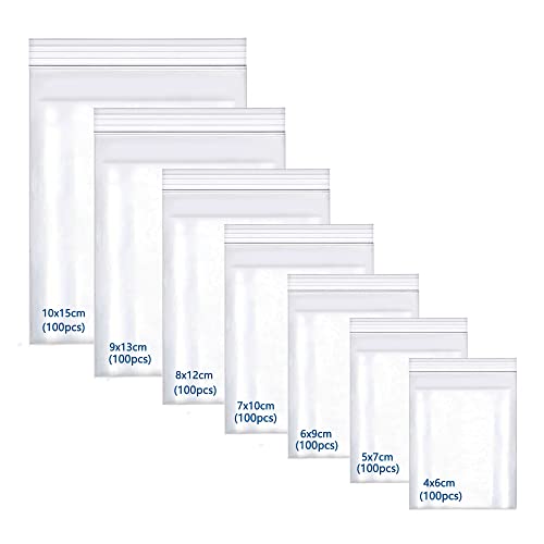 huruirui 700Stück Druckverschlussbeutel,zip beutel Wiederverschließbare Durchsichtige Plastikbeutel Klein Verschlussbeutel 7Größen Zipper Beutel Set Kleine Wasserdichter 100μm von huruirui