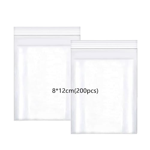 huruirui 8x12cm Druckverschlussbeutel, 200Stück zip beutel Wiederverschließbare Durchsichtige Plastikbeutel Klein Verschlussbeutel Zipper Beutel Set Kleine Wasserdichter 100μm von huruirui