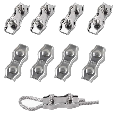 huruirui M3 Drahtseilklemme Edelstahl 304 Seilklemmen Duplex Stahlseil Klemme Seilverbinder für Stahlseil Stahlkabel Stahldraht Fixiert Passend für Ø 3 mm Draht 8pcs von huruirui