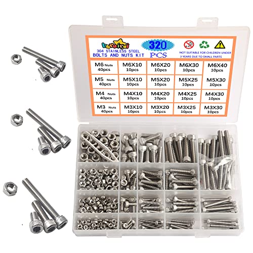huruirui Muttern und Schrauben Set M3 M4 M5 M6 304 Edelstahl Hex Sockel Innensechskantschrauben Bolzen und Muttern Kit Hex Edelstahl Maschinenschrauben Mit Aufbewahrungskasten 320PCS huruirui Muttern und Schrauben Set M3 M4 M5 M6 304 Edelstahl Hex Sockel Innensechskantschrauben Bolzen und Muttern Kit Hex Edelstahl Maschinenschrauben Mit Aufbewahrungskasten 320PCS von huruirui