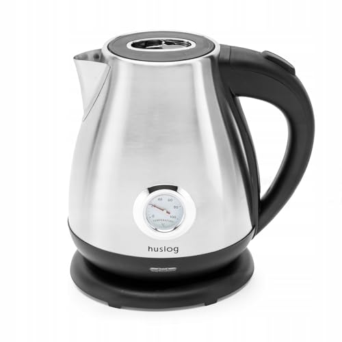 Huslog, Elektrischer Wasserkocher, KABELLOS, 2200W, LEISTUNGSSTARK, 1,7L, SILBER, RETRO von huslog