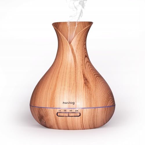 Huslog Ultraschall-Aromatherapie RGB Luft-Hydridiser Ultraschall-Sensor-Diffusor, Holzmaserung von huslog