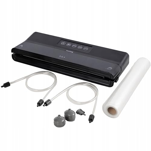 Vakuumiermaschine mit Zubehör, Digitale Bedienfelder, Kompakt 125W + 2x Folie, Schwarz Vakuumiermaschine mit Zubehör, Digitale Bedienfelder, Kompakt 125W + 2x Folie, Schwarz von huslog