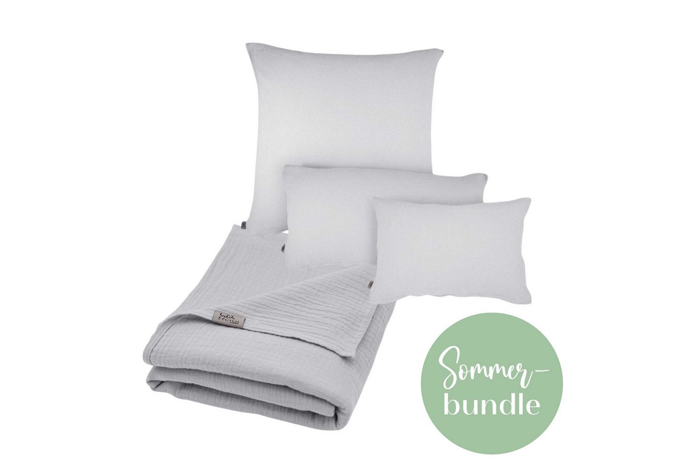 hutch&putch Bettwäsche Musselin-Sommerbundle (Sommerdecke 200x135cm + Kopfkissen nach Wahl), Bio-Baumwolle, 2 teilig, die perfekte leichte Decke für den Sommer, aus 100% Bio-Baumwolle von hutch&putch