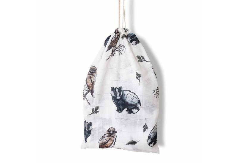 hutch&putch Spucktuch 2er Set Mulltuch 60x60cm im Stoffbeutel • aus 100% Bio-Baumwolle, (2er Set, 3-tlg), Geschenk zur Geburt • Schnuffeltuch Spucktuch Mullwindel Kuscheltuch von hutch&putch
