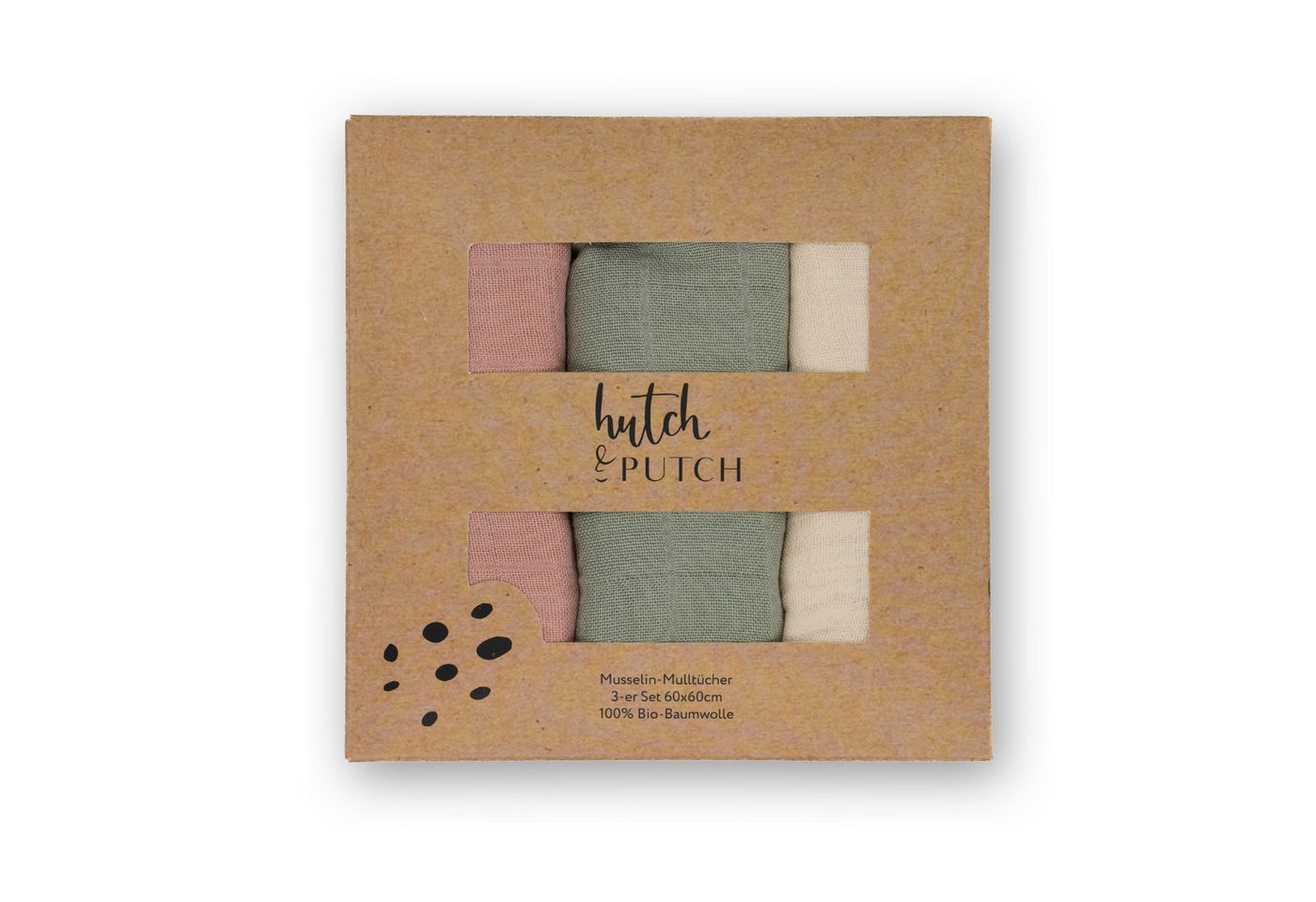 hutch&putch Spucktuch 3er-Set Musselin-Mulltuch aus Bio-Baumwolle in 60x60cm einfarbig, (3er Set), aus 100% Bio-Baumwolle von hutch&putch