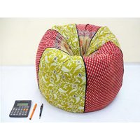 Handgemachte Baumwolle Slipcover Und Einfügen Floral Bean Bag Stuhl, Home Decor Runde Boho Dekorative Bestickt Ottoman Pouf von hutse
