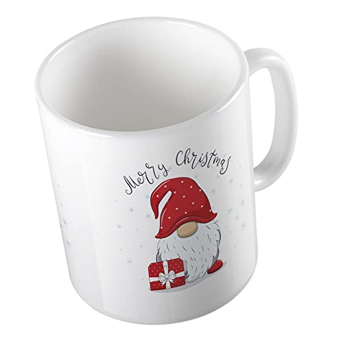Huuraa Kaffeetasse Merry Christmas Wichtel weihnachtlicher Kaffeebecher 330ml Keramik Tasse für die Weihnachtszeit von Huuraa